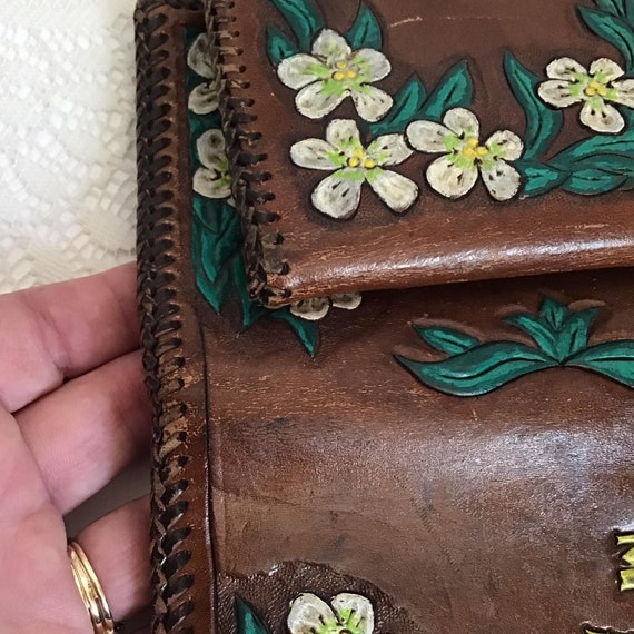 Vintage 1960's 1970's Wallet Genuine Leather Hand… - image 9