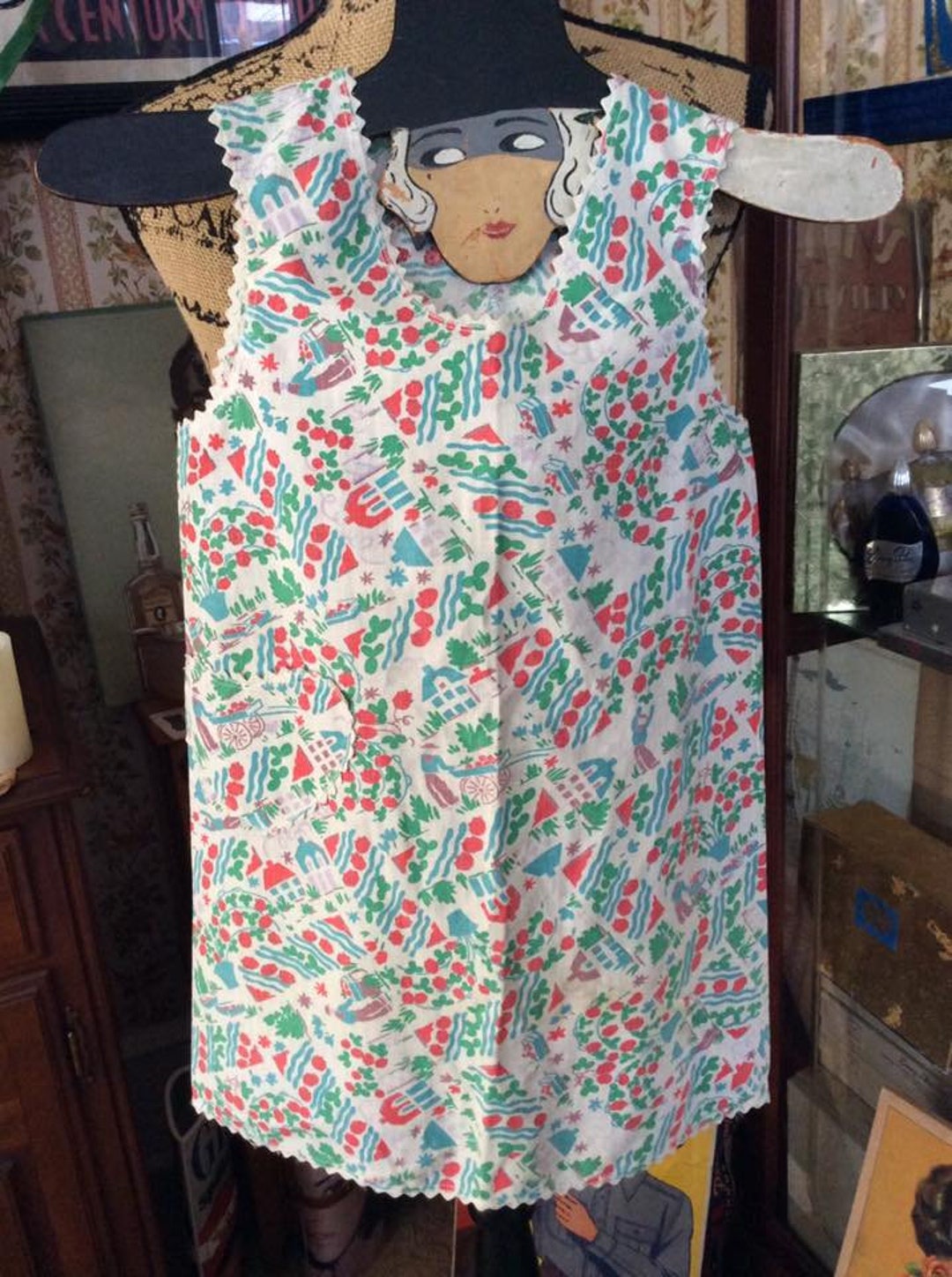 ヴィンテージ 1940 年代 1950 年代 エプロン フルスタイル 女の子