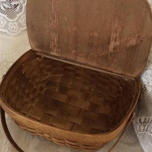 Vintage 1930s 1940s Handbag Purse Basket Sewing Knitting Crochet Wood Tote FOMERZ Made In Spain Unique Unusual image 3