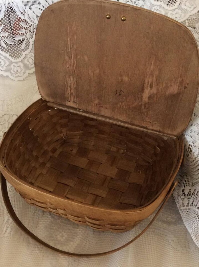 Vintage 1930s 1940s Handbag Purse Basket Sewing Knitting Crochet Wood Tote FOMERZ Made In Spain Unique Unusual image 3