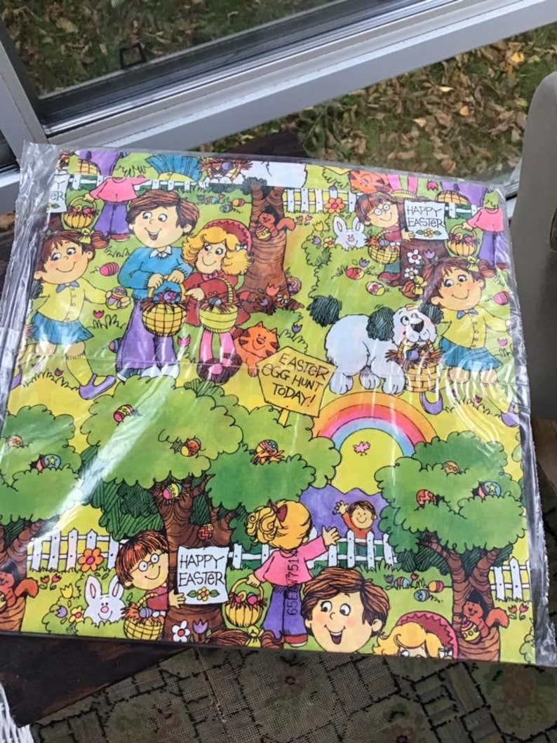 Vintage 1970s Gift Wrapping Paper Deadstock 2 Sheets EASTER THEME