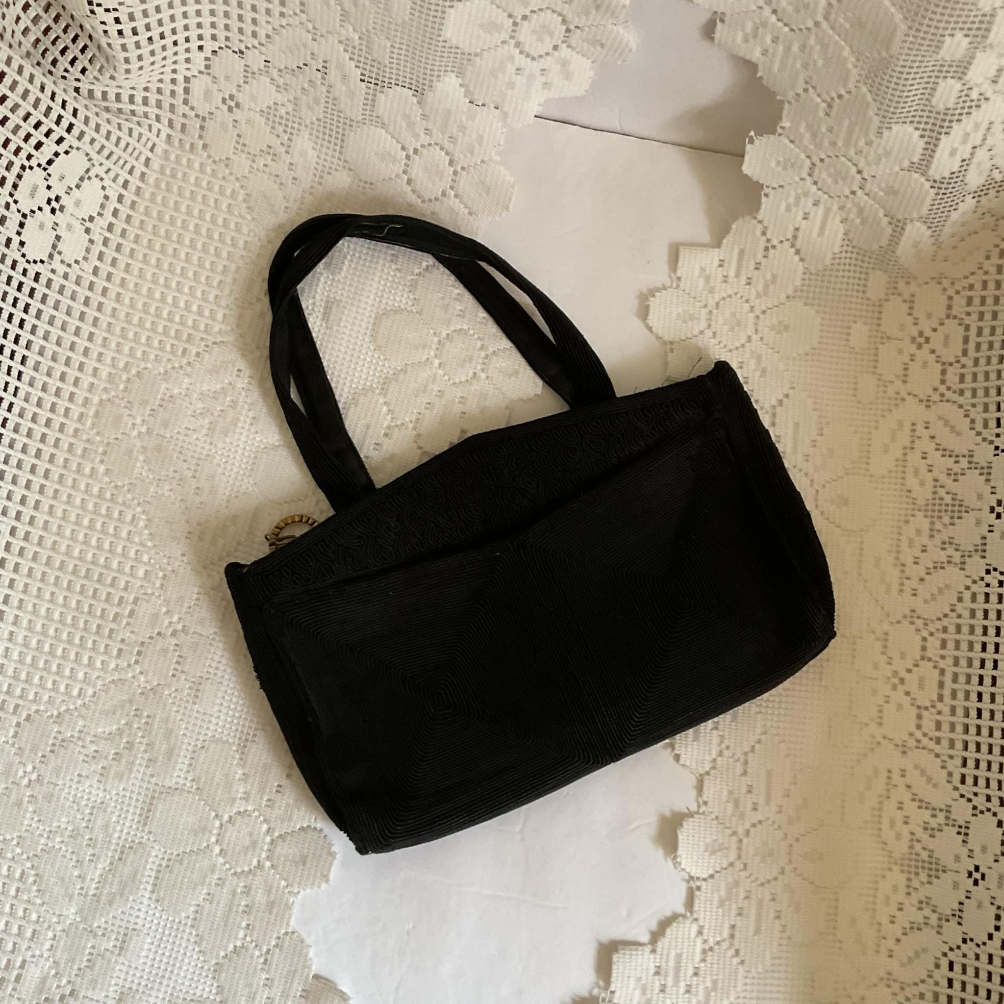 40’s French vintage handbag 1940s Patent Leather Handbag | Vintage Black Purse With