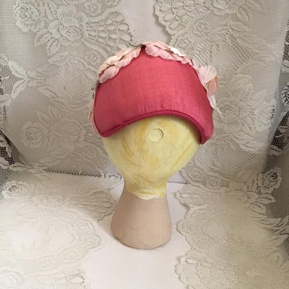 Vintage 1950's 1960's Hat Dark Pink With Light Pi… - image 9