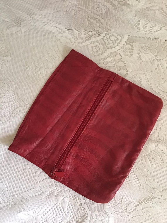 Vintage 1970's 1980's Clutch Handbag Deep Red Col… - image 2