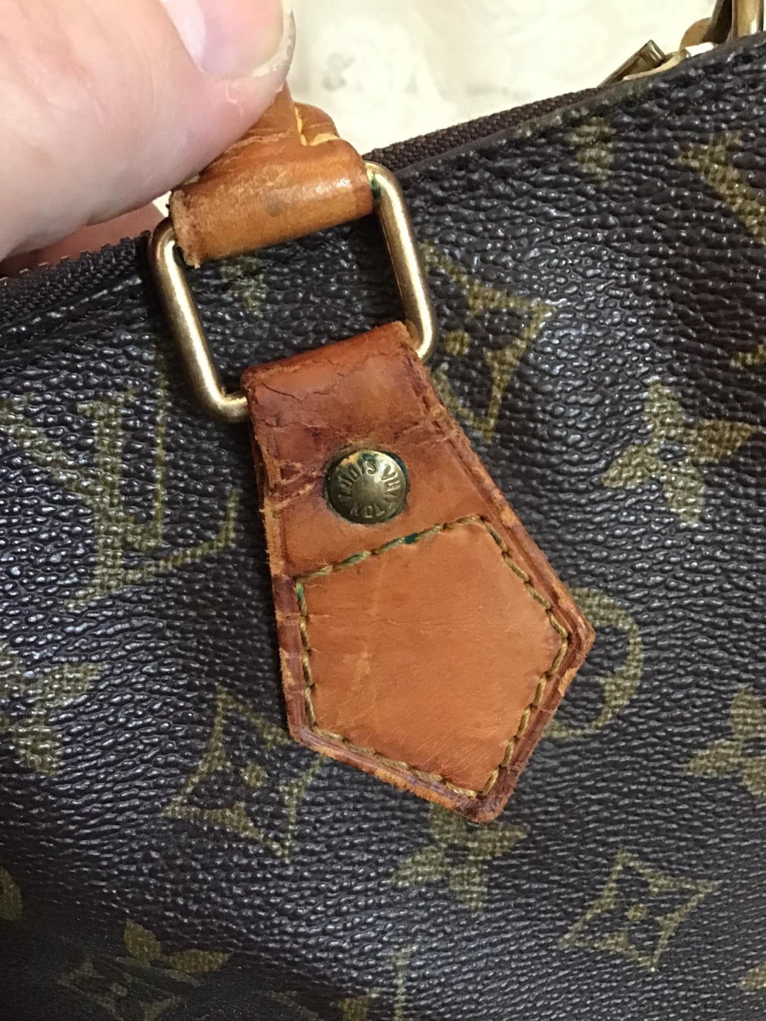 Certified Authentic LOUIS VUITTON Alma Hand Bag Vintage Monogram Logo LV  90s Purse + Handcrafted Matching Patina Strap