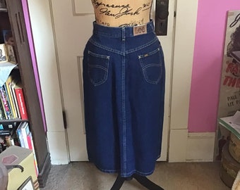 Vintage 1980's Denim Blue Jean Skirt *Lee* Brand A-Line Style Tagged Size 11 SEE Measurements In Description