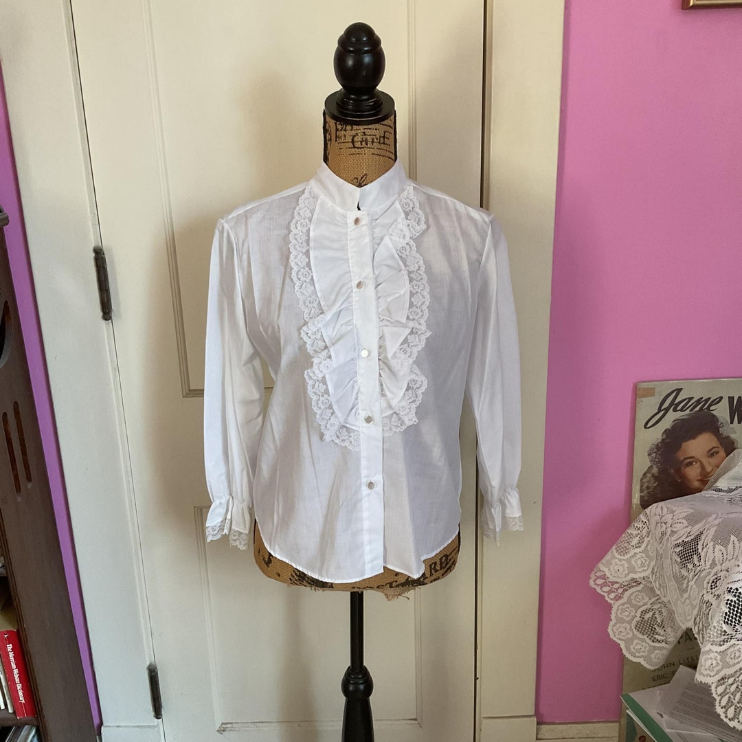 Vintage White Cotton Top-Bust 36