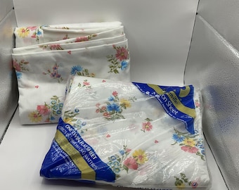 Vintage 1970's Sheets Twin Size Flat Bed Sheets One Deadstock Sealed In Original Plastic One Gently Used *Danville* Both Sold Together