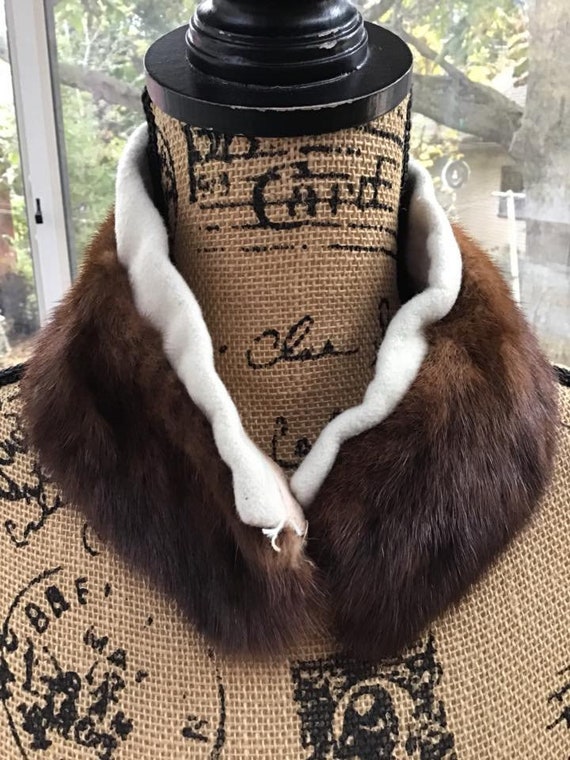 Vintage 1950s 1960s Genuine Mink Fur Collar Scarf… - image 1