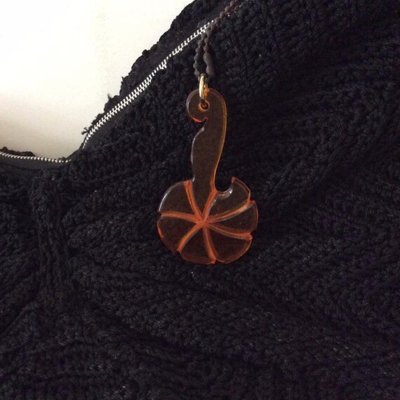 Vintage 1940s Clutch Handbag Homemade Black Gimp … - image 3