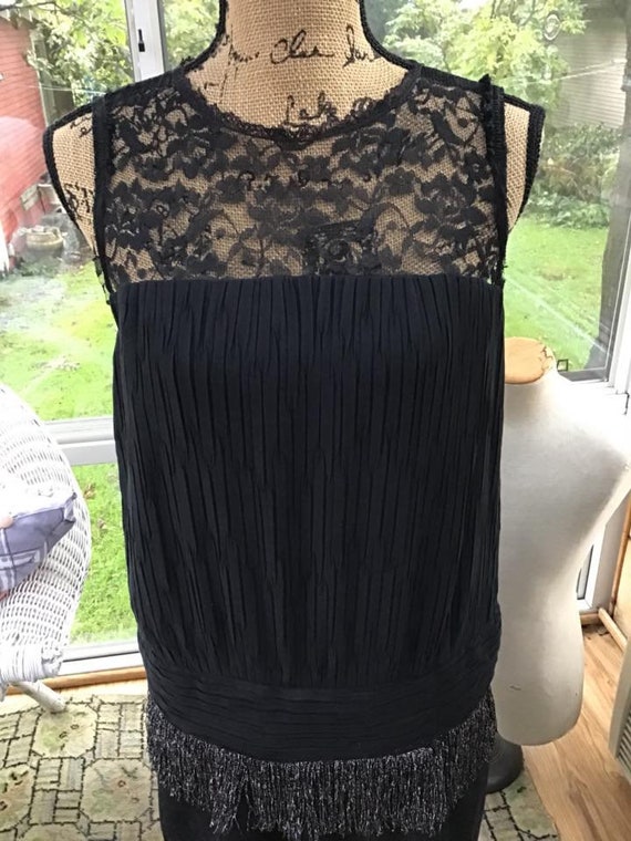 Vintage 1980s Dress Flapper Inspired Black Fabric 