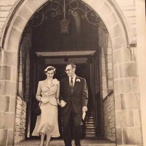 Vintage 1940s 1950s Photograph Picture Wedding Couple Coming Out Of Church Collectible Paper Ephemera Art Craft Scrapbooking image 4