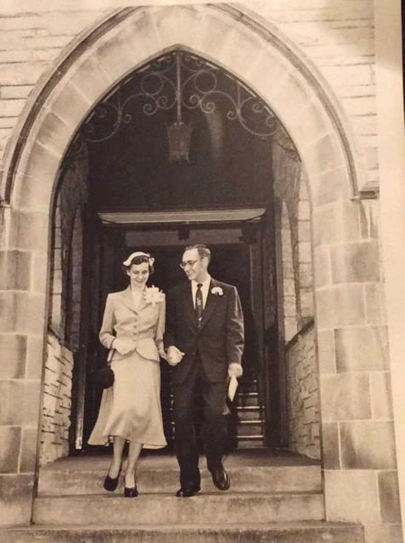 Vintage 1940s 1950s Photograph Picture Wedding Couple Coming Out Of Church Collectible Paper Ephemera Art Craft Scrapbooking image 4