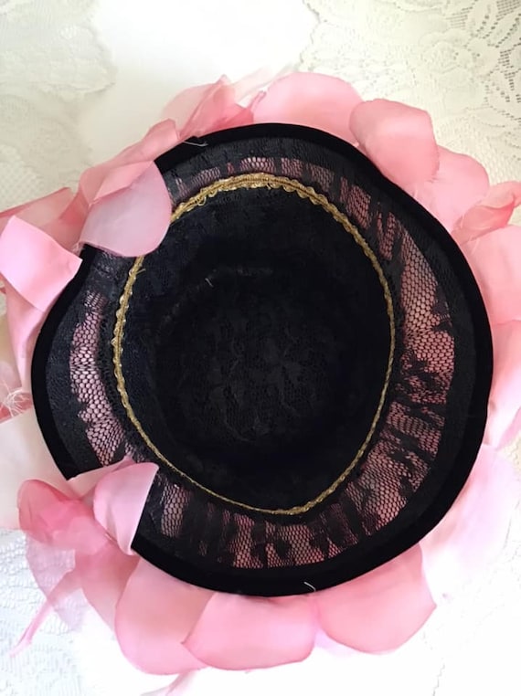 Vintage 1950's 1960's Hat Black Cellophane Straw … - image 2