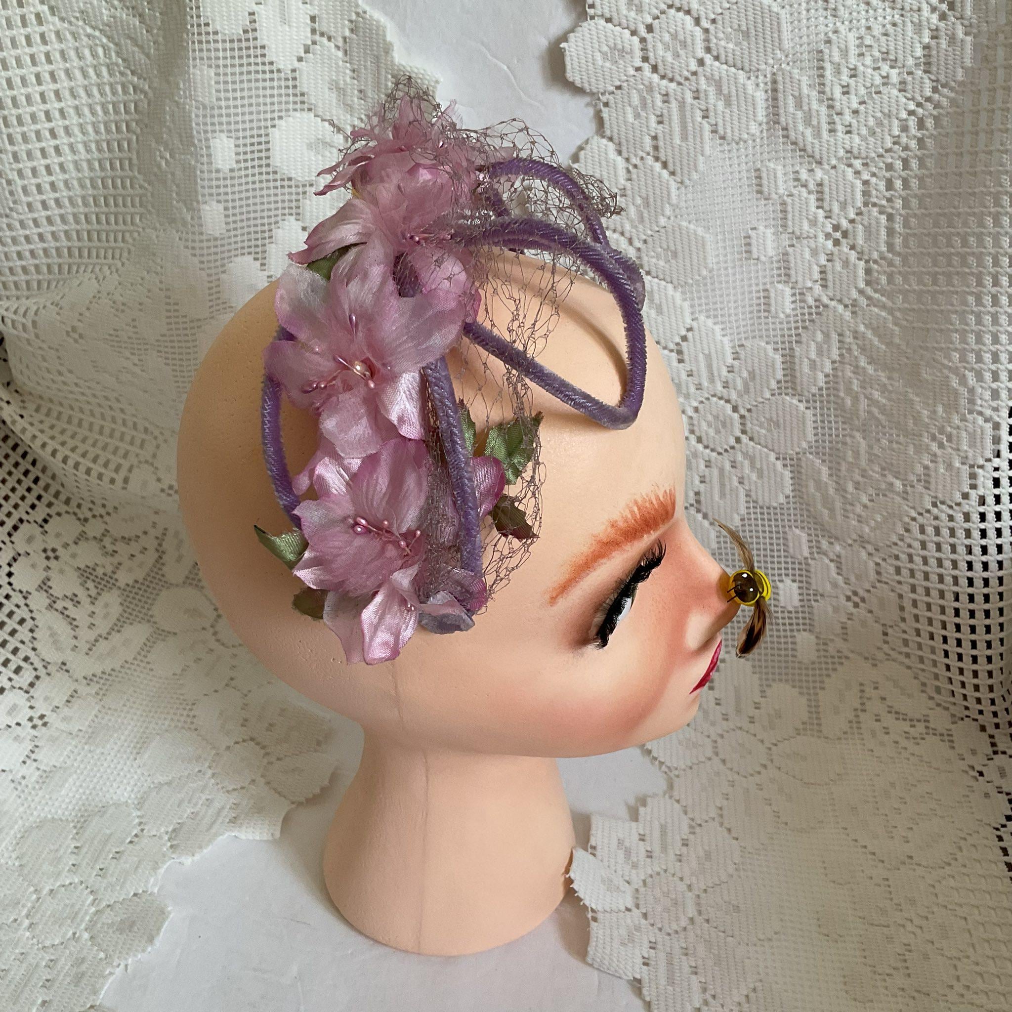1950s Pink Floral Fascinator - Etsy
