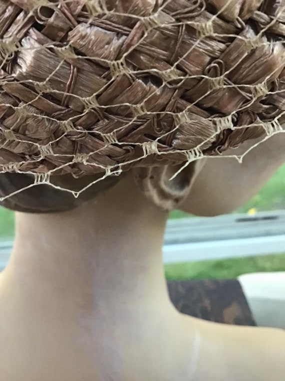Vintage 1950s 1960s Hat Cellophane Straw With Vei… - image 8