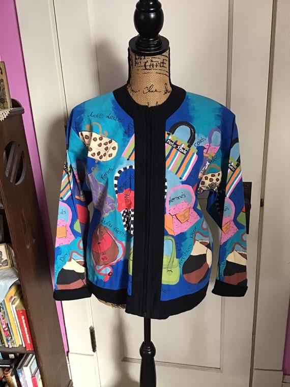 Vintage 1980's 1990's Jacket Hand Painted With Han