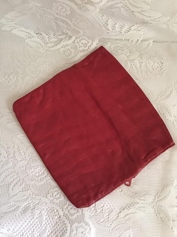 Vintage 1970's 1980's Clutch Handbag Deep Red Col… - image 5