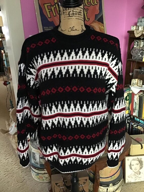 Vintage 1980's Sweater *Jantzen Sport* Dark Black… - image 3