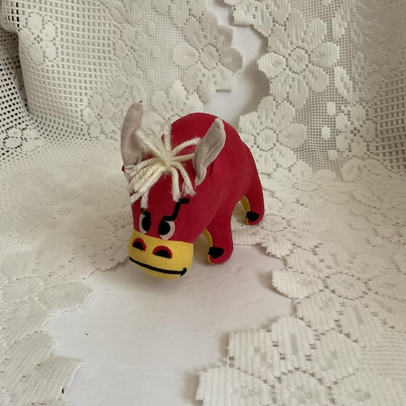 Vintage 1990's Stuffed Animal Angry Red Bull *dakin Dream Pets
