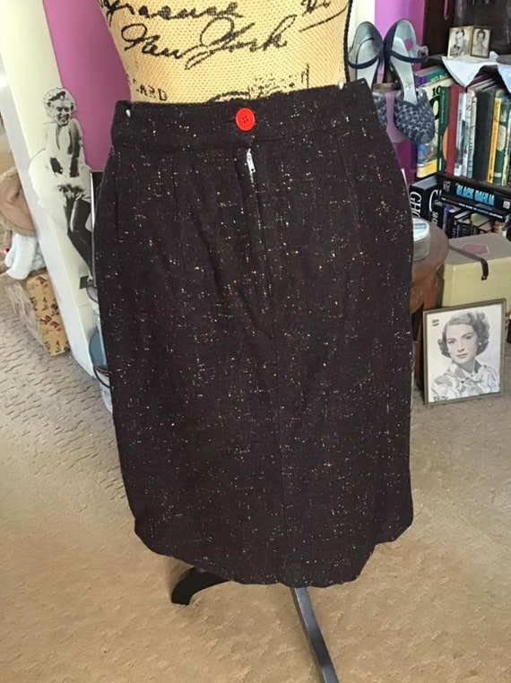 Medium 1950s Brown Wool Skirt With Decorative Beading main image 1
