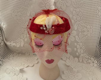 Gorgeous Authentic Vintage 1950s-60s Velour/ Satin Hat 50s Velour Hat - Etsy main image 4