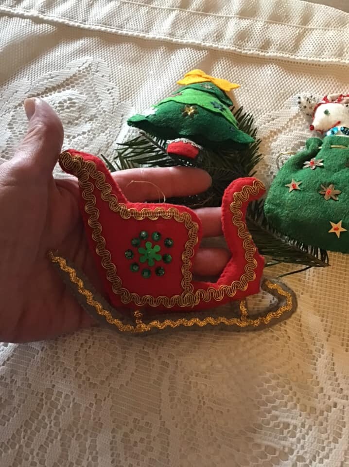Vintage 1970's 1980's Ornaments Christmas Xmas Set of 3 Handmade