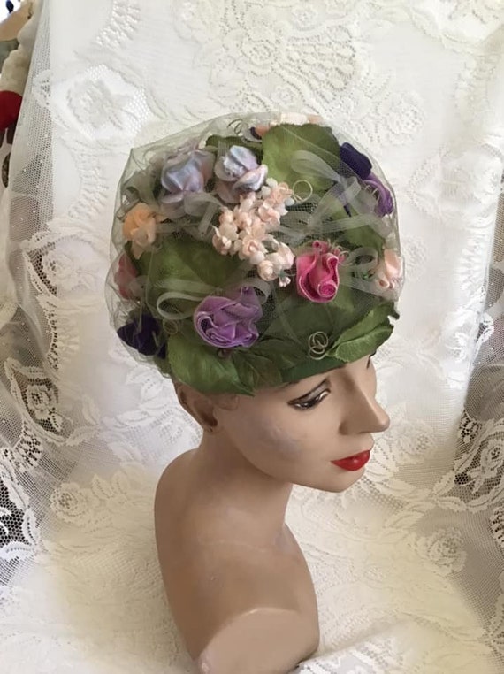 Vintage 1960's Hat Handmade/Homemade With Velvet … - image 7