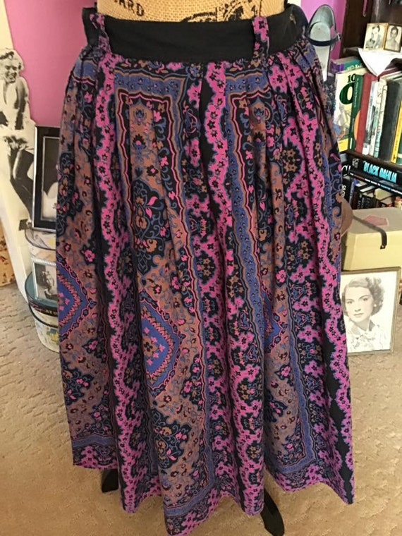 Vintage 1950's 1960's Skirt Purple Blue Tan Black… - image 5