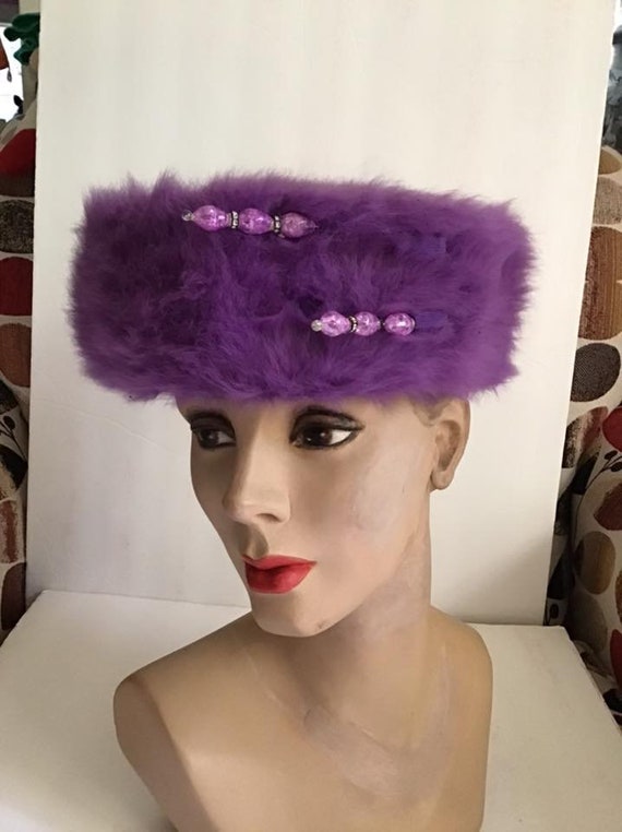 Vintage 1960's Hat Pillbox Style Light Purple Ango