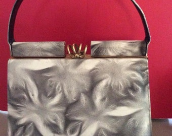 Vintage 1950s 1960s Handbag Leather Productos Olvera Hecho En Mexico Unique Pattern