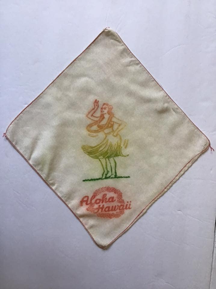Vintage 1950's Handkerchief Hankie Tourist Souvenir From Hawaii