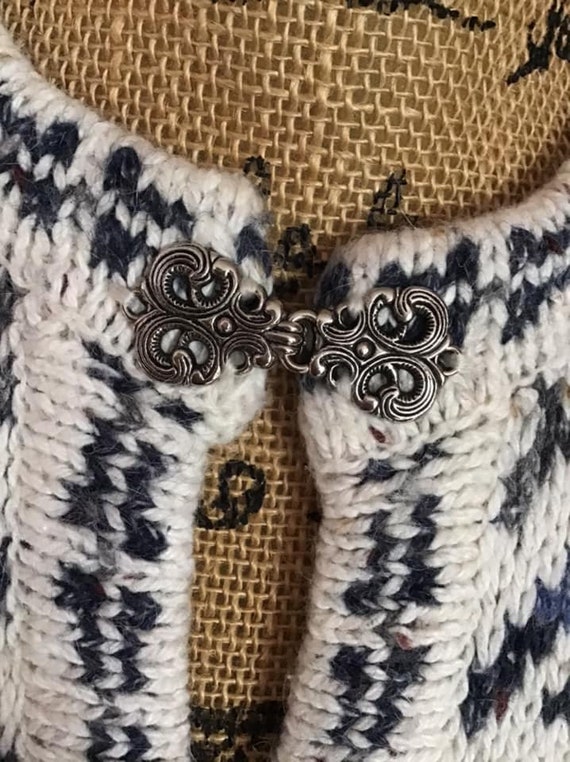 Vintage 1990's Sweater Cardigan Fancy Closures Li… - image 3