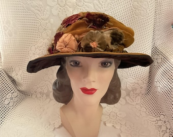 1950 年代のヴィンテージ ハット グリーンと花柄 *Gladys & Belle New