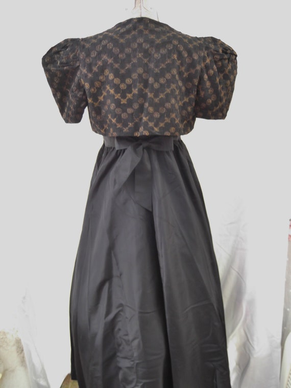 Vintage 1930s 1940s Dress Bolero Black Taffeta Go… - image 2