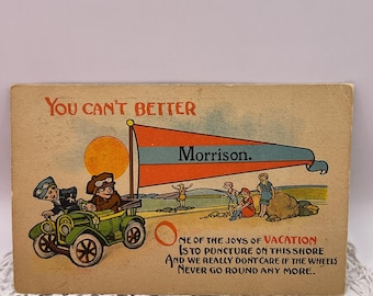Edwardian Antique Postcard Automobile Theme With Bathing Beauties In Swimsuits Sold As Is!!
