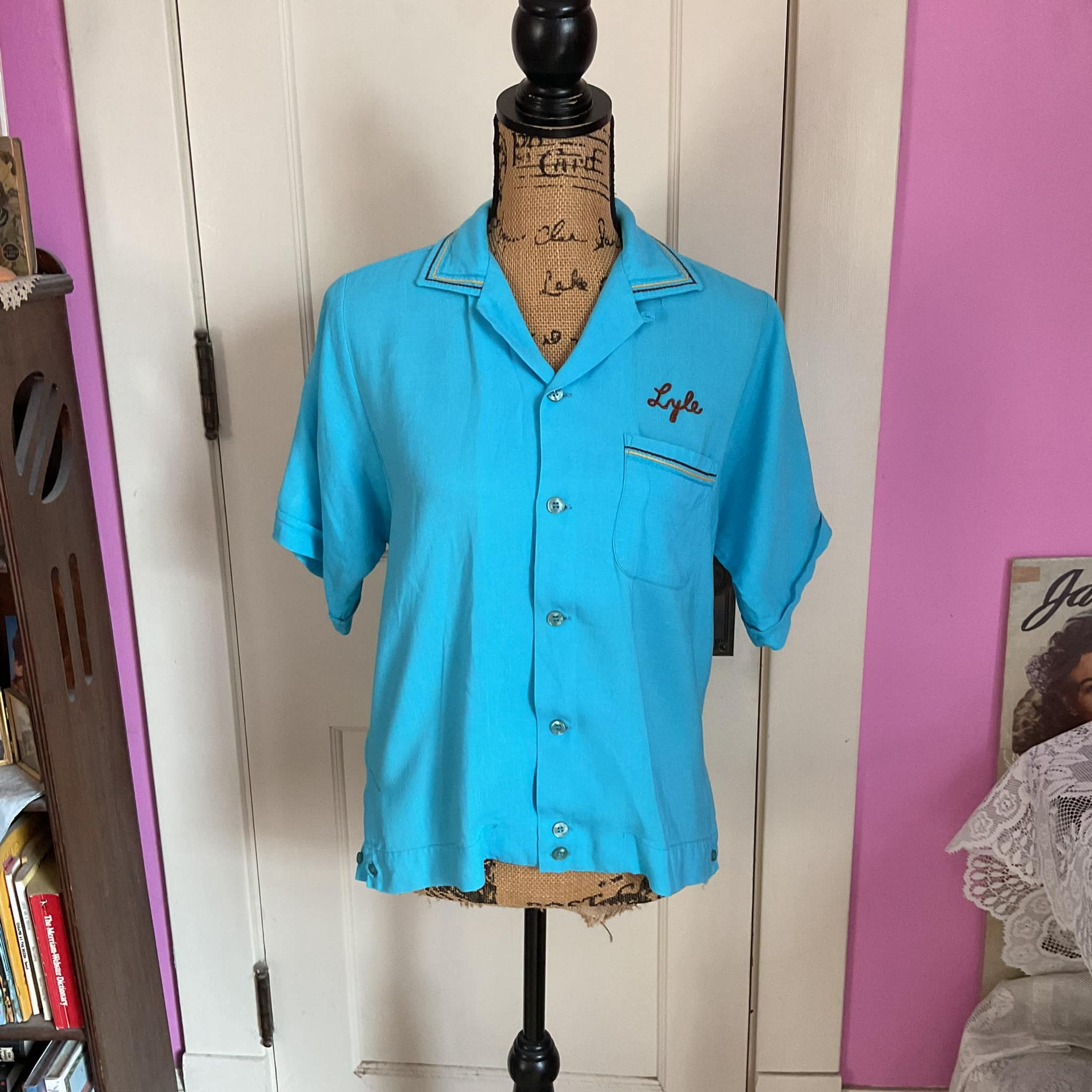 Vintage 1950's Shirt Mens Bowling *king Louie by Holiday* Light