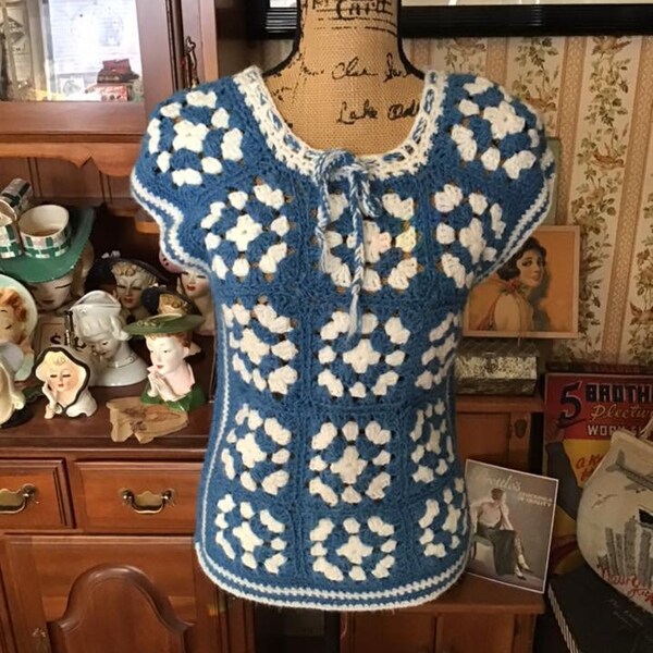 Casual Vacation Loose Solid Vintage Vest Crochet Handmade main image 0