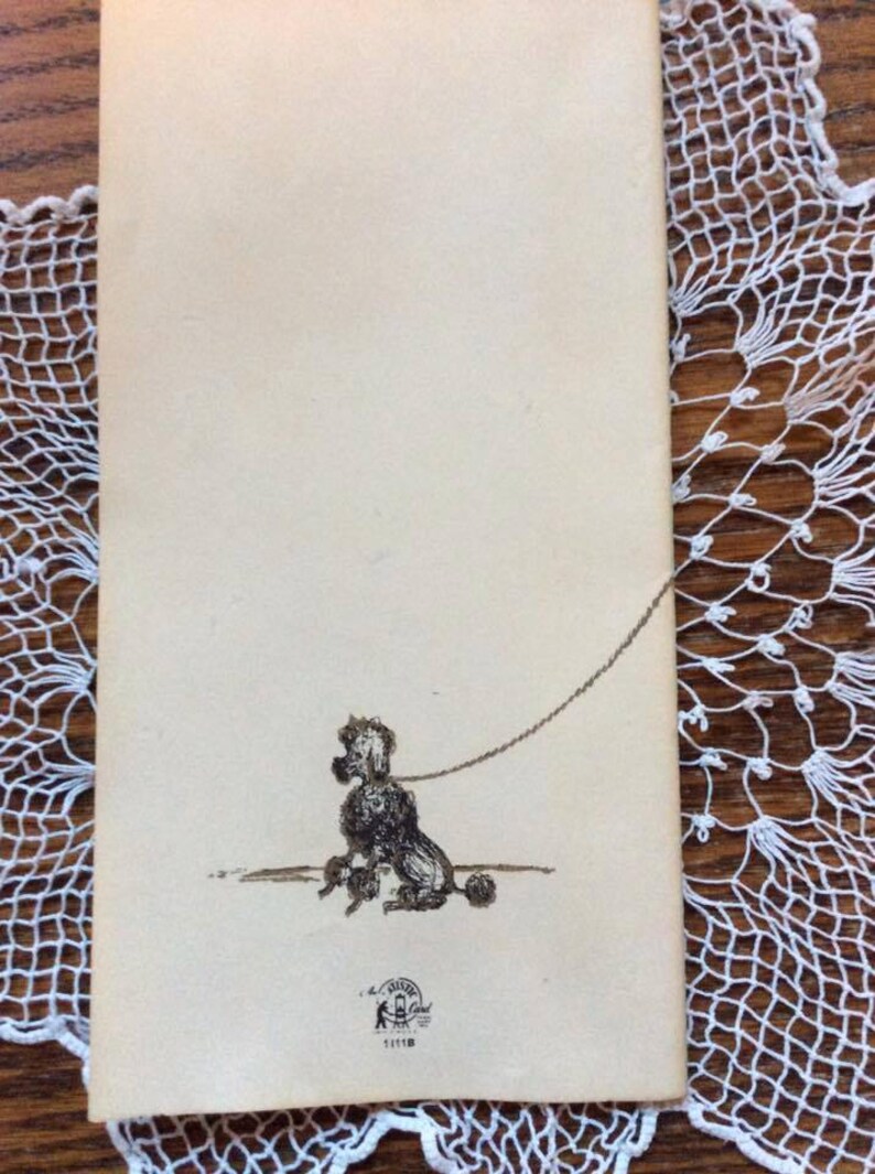 Vintage 1950s Card Happy Birthday Greeting French Poodle Collectible French Paris Ephemera Scrap Booking De-Stash Deadstock NOS Never Used