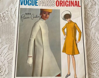 Sukienka w stylu vintage z lat 60. *Vogue Paris Original* Projektant Pierre Cardin nr 1694