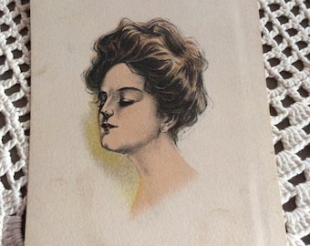 Vintage Edwardian Postcard Gibson Girl Unused