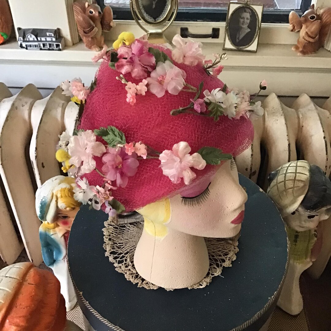 1950s / 1960s Black Tulle Lace Hat