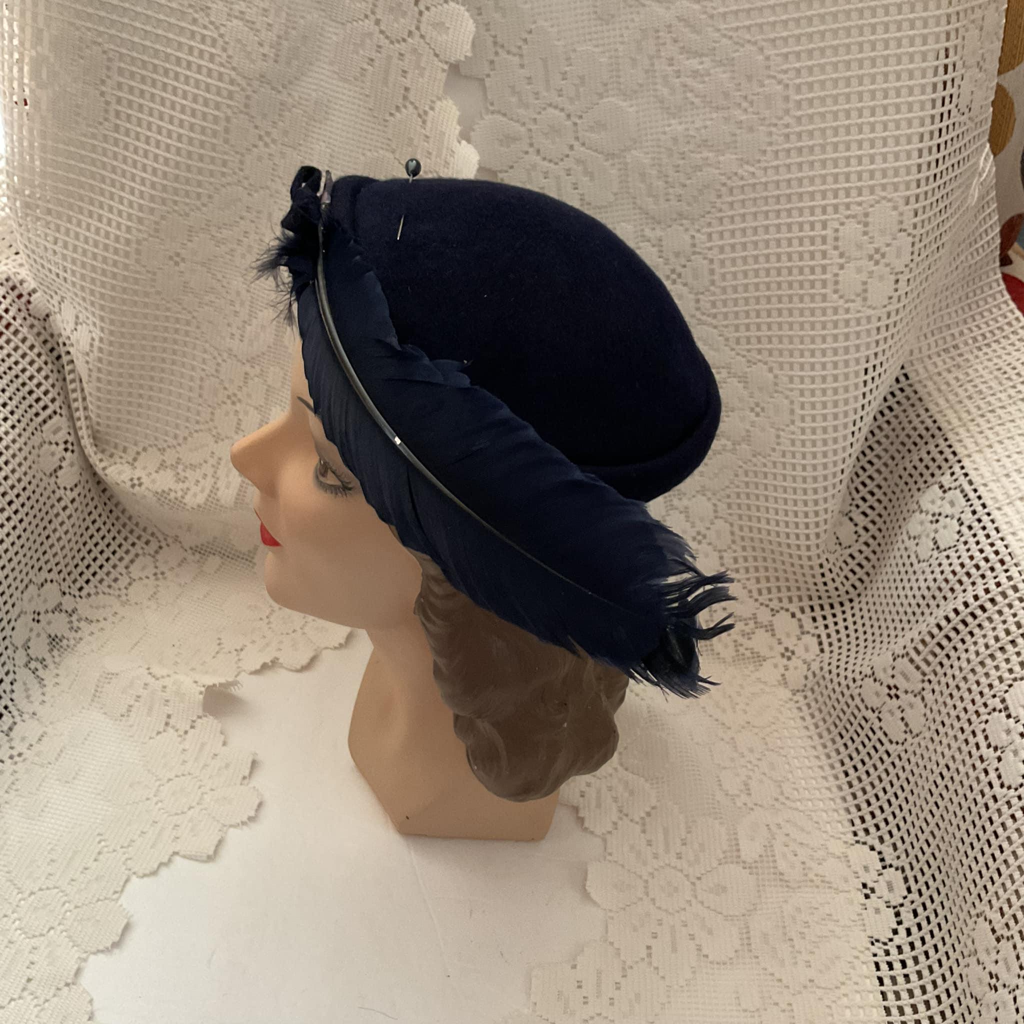 Handmade Blue Wool Grandma Hat with Decorative Pin Crochet Granny Stitch Hat - thecaffeinatedsnail.com main image 3