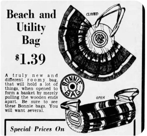 Vintage 1930's 1940's Bonnie Bag Beach/Market/Han… - image 3