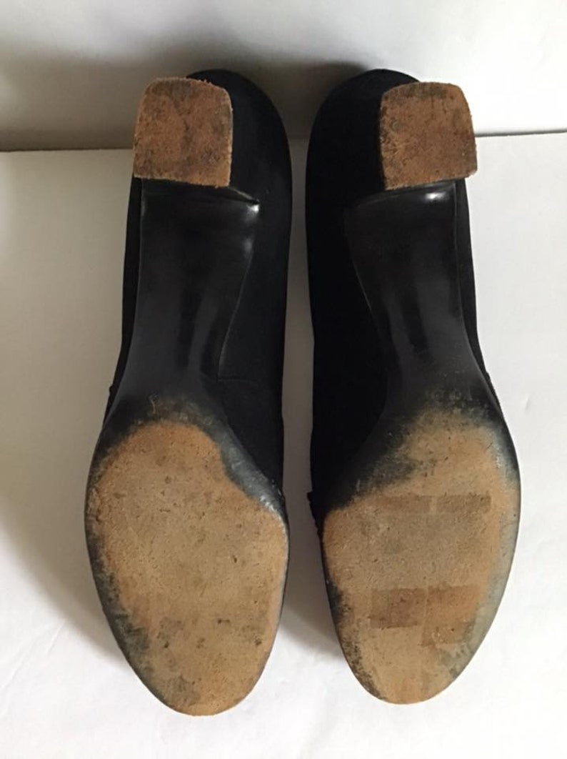 Vintage 1930's 1940's Shoes Black Suede/leather - Etsy