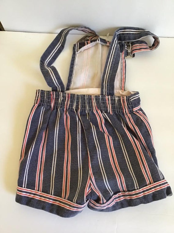 Vintage 1960's Bib Overall Shorts CHILDS SIZE Red White Blue