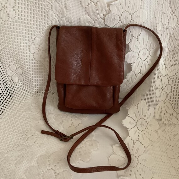 Vintage 1990's Y2K Crossbody Shoulder Bag Genuine Brown