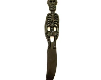 Vintage 1990's Knife (Dated 1997) Plastic Cutlery Butter Black Skeleton Shape Spooky Halloween Holiday Party