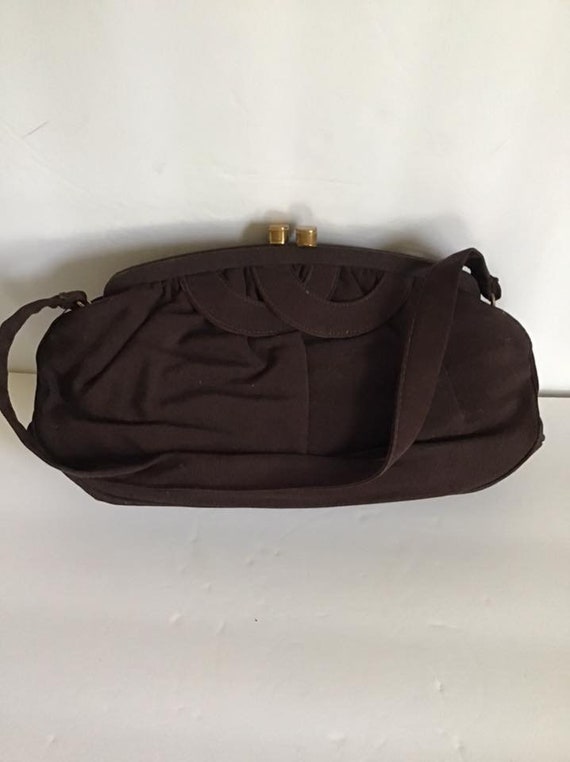 Vintage 1940's Handbag Purse WWII Era Dark Rich B… - image 1