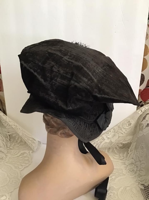 Victorian 1880's 1890's Bonnet Black With Black R… - image 6